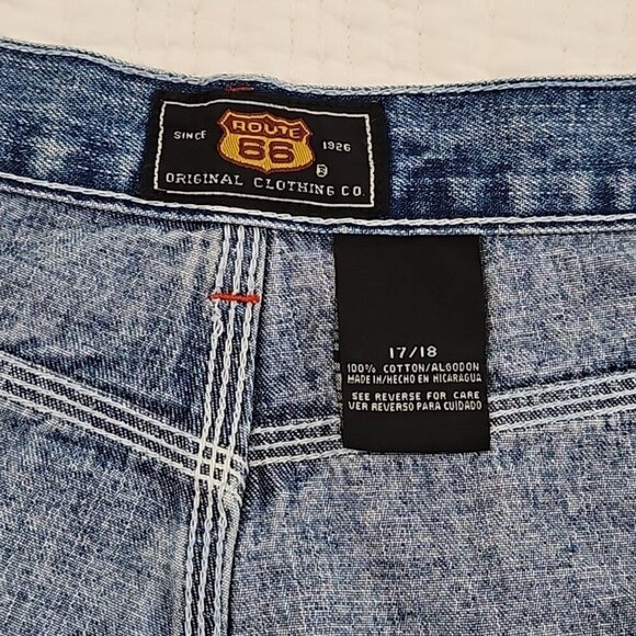 Route 66 Utility Jeans Women's 17/18 Blue Denim Carpenter 6 Pockets Wide Leg EUC - Picture 15 of 16